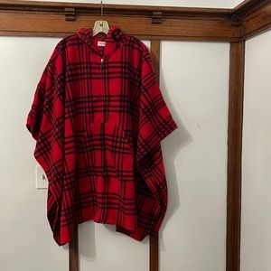 Poncho Oversized,hooded,zipper Down shirt